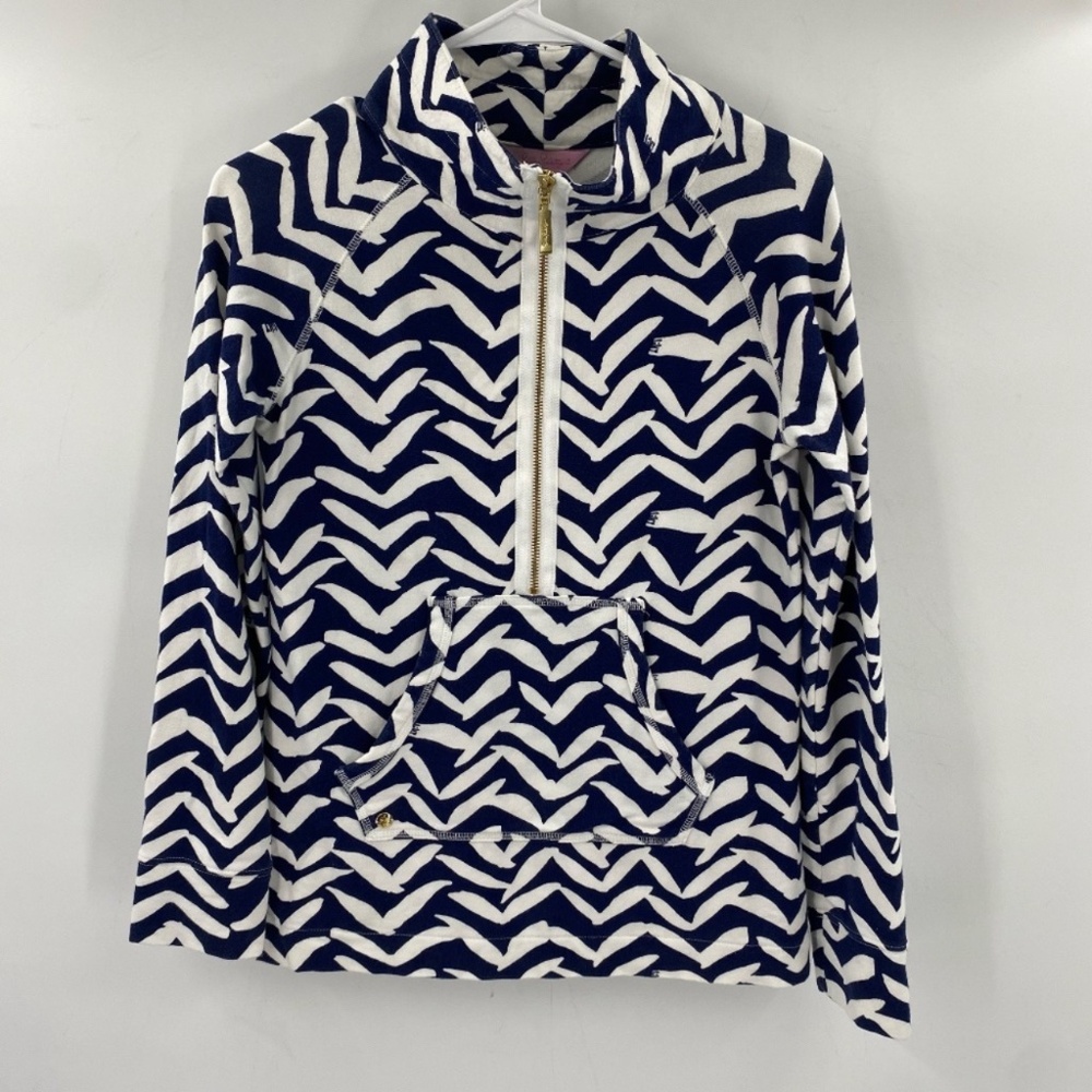Lilly Pulitzer Half Summer Sweatshirt Navy White Size XS